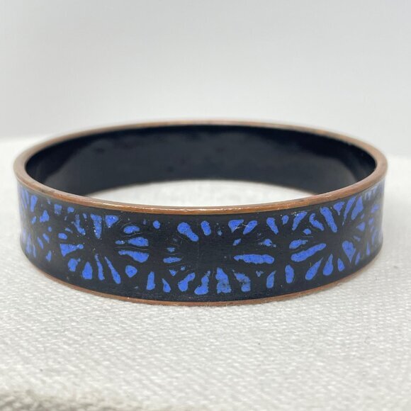 Eva Hidström Enamel‎ Bracelet Blue Black Signed Finland Art Mid Century Hidstrom - Picture 1 of 9